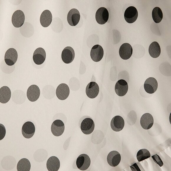 Elegant Women's Polka Dot Bowknot Flare Sleeve Ruffle top & Maxi skirt set - Picture 7 of 7